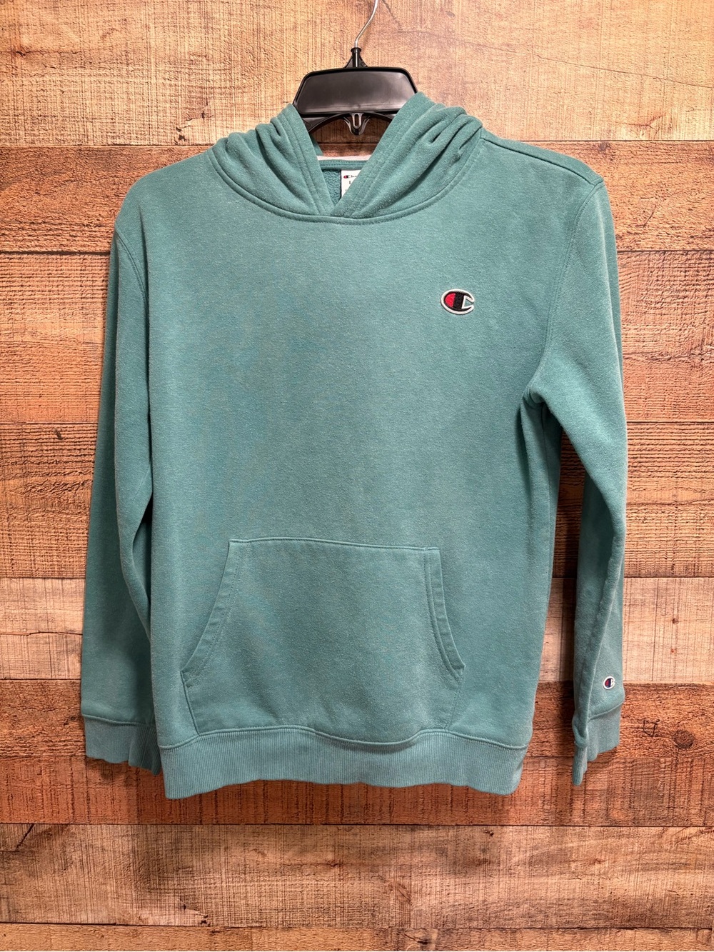 Champion Boys Hoodie Size L 14/16 Blue Green Pullover Sweatshirt K014